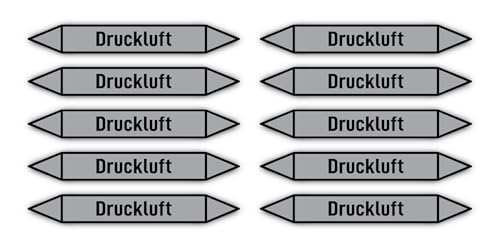 Aufkleber: 100x15 mm, 10 Stück - Gruppe 3 - Luft - Rohrleitungskennzeichnung - nach DIN 2403 - Sprache: deutsch - Druckluft von Havati