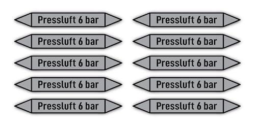 Aufkleber: 100x15 mm, 10 Stück - Gruppe 3 - Luft - Rohrleitungskennzeichnung - nach DIN 2403 - Sprache: deutsch - Pressluft 6 bar von Havati