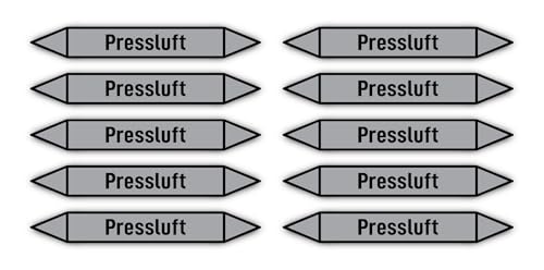 Aufkleber: 100x15 mm, 10 Stück - Gruppe 3 - Luft - Rohrleitungskennzeichnung - nach DIN 2403 - Sprache: deutsch - Pressluft von Havati