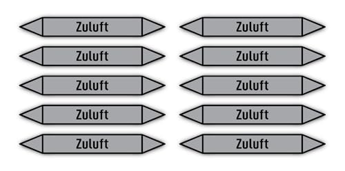 Aufkleber: 100x15 mm, 10 Stück - Gruppe 3 - Luft - Rohrleitungskennzeichnung - nach DIN 2403 - Sprache: deutsch - Zuluft von Havati