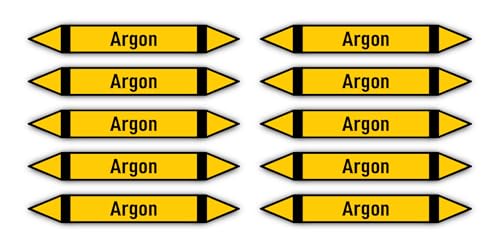 Aufkleber: 100x15 mm, 10 Stück - Gruppe 5 - Nichtbrennbare Gase - Rohrleitungskennzeichnung - nach DIN 2403 - Sprache: deutsch - Argon von Havati