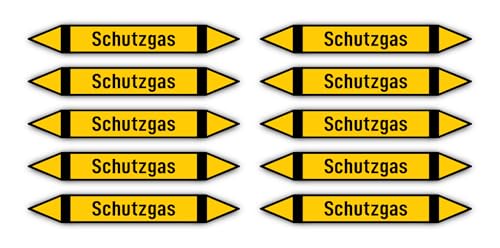 Aufkleber: 100x15 mm, 10 Stück - Gruppe 5 - Nichtbrennbare Gase - Rohrleitungskennzeichnung - nach DIN 2403 - Sprache: deutsch - Schutzgas von Havati