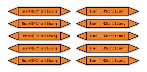 Aufkleber: 100x15 mm, 10 Stück - Gruppe 6 - Säuren - Rohrleitungskennzeichnung - nach DIN 2403 - Sprache: deutsch - Eisen(III)-Chlorid Lösung von Havati