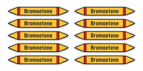 Aufkleber: 100x15 mm, 10 Stück - Gruppo 4 - Gas Infiammabili - Rohrleitungskennzeichnung - nach DIN 2403 - Sprache: italienisch - Bromoetene von Havati