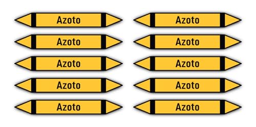 Aufkleber: 100x15 mm, 10 Stück - Gruppo 5 - Gas non Infiammabili - Rohrleitungskennzeichnung - nach DIN 2403 - Sprache: italienisch - Azoto von Havati