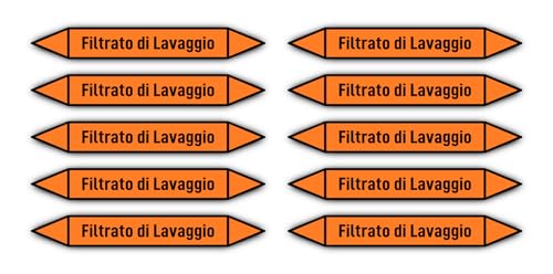 Aufkleber: 100x15 mm, 10 Stück - Gruppo 6 - Acidi - Rohrleitungskennzeichnung - nach DIN 2403 - Sprache: italienisch - Filtrato di Lavaggio von Havati