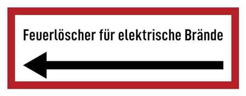 Aufkleber: 105x297 mm, 1 Stück - Feuerlöscher für elektrische Brände - Hinweisschild auf Brandschutzeinrichtung und Einsatzhinweise - DIN 4066 - D2 mit Richtungspfeil links von Havati