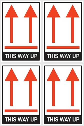 Aufkleber: 150x100 mm, 4 Stück - Kennzeichnung von Versandstücken - Paketorientierung Pfeile - hier oben - this way up - ADR/GHS/DGR/UN von Havati