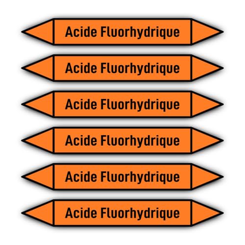 Aufkleber: 200x30 mm, 6 Stück - Groupe 6 - Acides - Rohrleitungskennzeichnung - nach DIN 2403 - Sprache: französisch - Acide Fluorhydrique von Havati