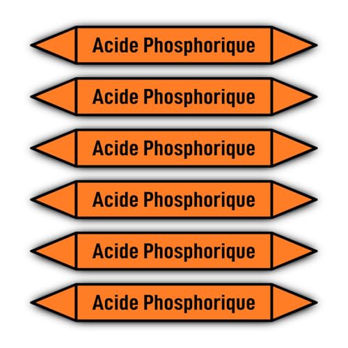 Aufkleber: 200x30 mm, 6 Stück - Groupe 6 - Acides - Rohrleitungskennzeichnung - nach DIN 2403 - Sprache: französisch - Acide Phosphorique von Havati