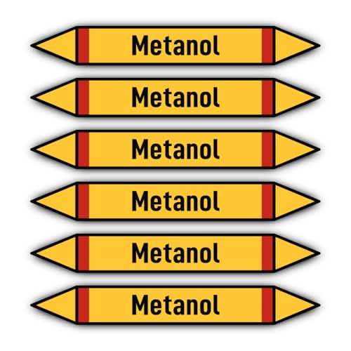 Aufkleber: 200x30 mm, 6 Stück - Grupo 4 - Gases Inflamables - Rohrleitungskennzeichnung - nach DIN 2403 - Sprache: spanisch - Metanol von Havati