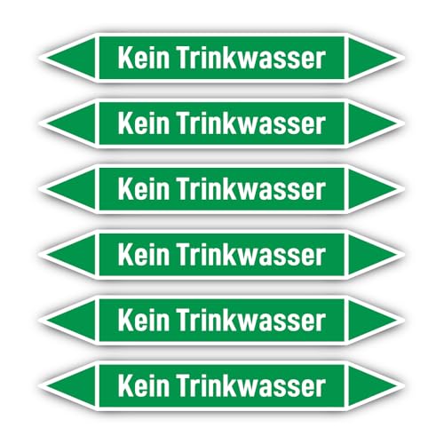 Aufkleber: 200x30 mm, 6 Stück - Gruppe 1 - Wasser - Rohrleitungskennzeichnung - nach DIN 2403 - Sprache: deutsch - Kein Trinkwasser von Havati