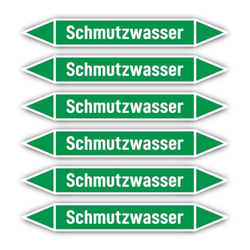 Aufkleber: 200x30 mm, 6 Stück - Gruppe 1 - Wasser - Rohrleitungskennzeichnung - nach DIN 2403 - Sprache: deutsch - Schmutzwasser von Havati