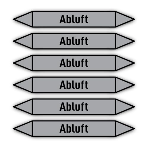 Aufkleber: 200x30 mm, 6 Stück - Gruppe 3 - Luft - Rohrleitungskennzeichnung - nach DIN 2403 - Sprache: deutsch - Abluft von Havati