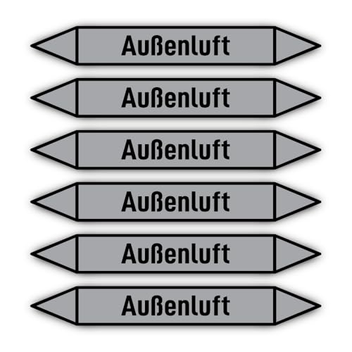 Aufkleber: 200x30 mm, 6 Stück - Gruppe 3 - Luft - Rohrleitungskennzeichnung - nach DIN 2403 - Sprache: deutsch - Außenluft von Havati