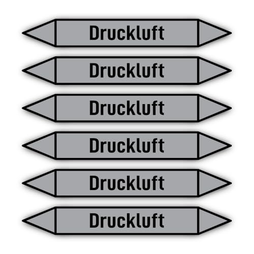 Aufkleber: 200x30 mm, 6 Stück - Gruppe 3 - Luft - Rohrleitungskennzeichnung - nach DIN 2403 - Sprache: deutsch - Druckluft von Havati