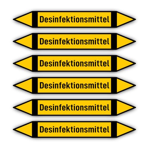 Aufkleber: 200x30 mm, 6 Stück - Gruppe 5 - Nichtbrennbare Gase - Rohrleitungskennzeichnung - nach DIN 2403 - Sprache: deutsch - Desinfektionsmittel von Havati