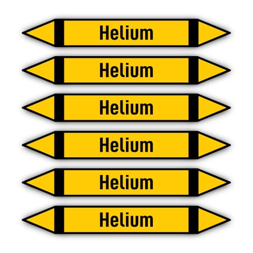 Aufkleber: 200x30 mm, 6 Stück - Gruppe 5 - Nichtbrennbare Gase - Rohrleitungskennzeichnung - nach DIN 2403 - Sprache: deutsch - Helium von Havati