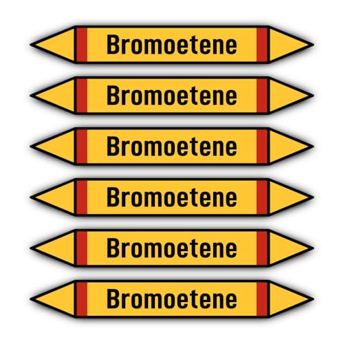 Aufkleber: 200x30 mm, 6 Stück - Gruppo 4 - Gas Infiammabili - Rohrleitungskennzeichnung - nach DIN 2403 - Sprache: italienisch - Bromoetene von Havati