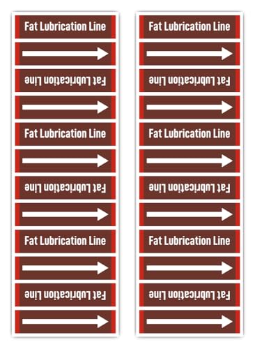 Aufkleber: 300x100 mm, 2 Stück - Group 8 - Flammable Liquids - Banderole - Rohrleitungskennzeichnung - nach DIN 2403 - Sprache: englisch - Fat Lubrication Line von Havati