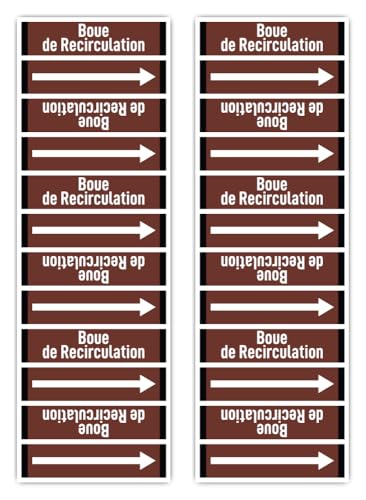 Aufkleber: 300x100 mm, 2 Stück - Groupe 9 - Liquides non Inflammables - Banderole - Rohrleitungskennzeichnung - nach DIN 2403 - Sprache: französisch - Boue de Recirculation von Havati