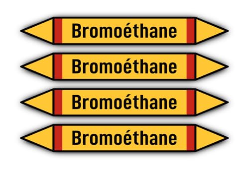 Aufkleber: 300x45 mm, 4 Stück - Groupe 4 - Gaz Inflammables - Rohrleitungskennzeichnung - nach DIN 2403 - Sprache: französisch - Bromoéthane von Havati