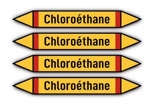 Aufkleber: 300x45 mm, 4 Stück - Groupe 4 - Gaz Inflammables - Rohrleitungskennzeichnung - nach DIN 2403 - Sprache: französisch - Chloroéthane von Havati