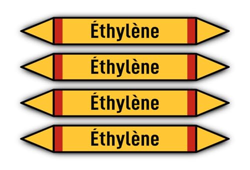 Aufkleber: 300x45 mm, 4 Stück - Groupe 4 - Gaz Inflammables - Rohrleitungskennzeichnung - nach DIN 2403 - Sprache: französisch - Éthylène von Havati