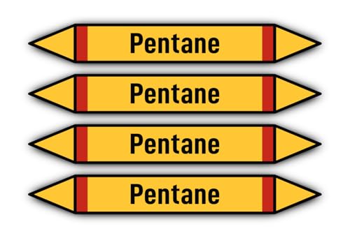 Aufkleber: 300x45 mm, 4 Stück - Groupe 4 - Gaz Inflammables - Rohrleitungskennzeichnung - nach DIN 2403 - Sprache: französisch - Pentane von Havati