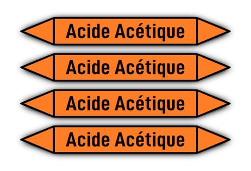 Aufkleber: 300x45 mm, 4 Stück - Groupe 6 - Acides - Rohrleitungskennzeichnung - nach DIN 2403 - Sprache: französisch - Acide Acétique von Havati