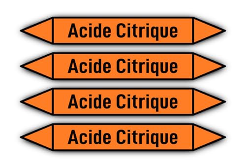 Aufkleber: 300x45 mm, 4 Stück - Groupe 6 - Acides - Rohrleitungskennzeichnung - nach DIN 2403 - Sprache: französisch - Acide Citrique von Havati