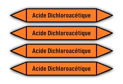 Aufkleber: 300x45 mm, 4 Stück - Groupe 6 - Acides - Rohrleitungskennzeichnung - nach DIN 2403 - Sprache: französisch - Acide Dichloroacétique von Havati