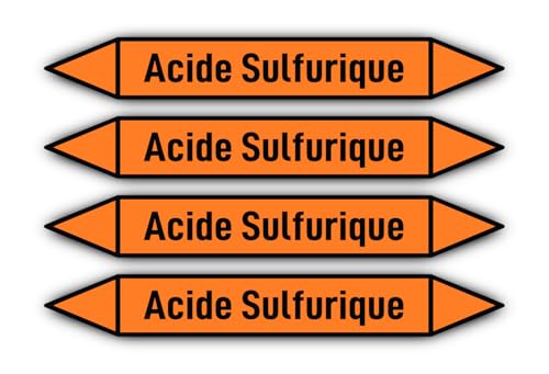 Aufkleber: 300x45 mm, 4 Stück - Groupe 6 - Acides - Rohrleitungskennzeichnung - nach DIN 2403 - Sprache: französisch - Acide Sulfurique von Havati