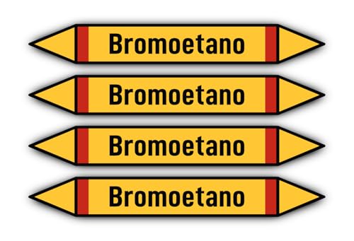 Aufkleber: 300x45 mm, 4 Stück - Grupo 4 - Gases Inflamables - Rohrleitungskennzeichnung - nach DIN 2403 - Sprache: spanisch - Bromoetano von Havati