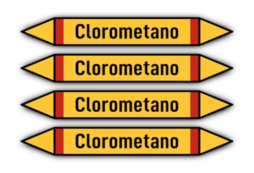 Aufkleber: 300x45 mm, 4 Stück - Grupo 4 - Gases Inflamables - Rohrleitungskennzeichnung - nach DIN 2403 - Sprache: spanisch - Clorometano von Havati