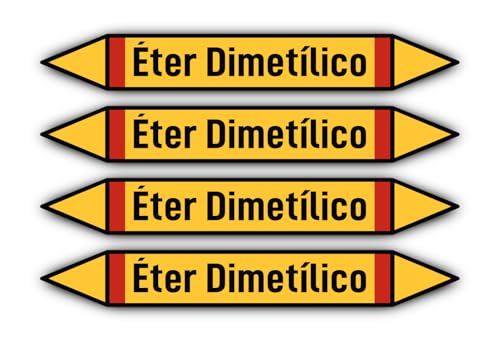 Aufkleber: 300x45 mm, 4 Stück - Grupo 4 - Gases Inflamables - Rohrleitungskennzeichnung - nach DIN 2403 - Sprache: spanisch - Éter Dimetílico von Havati