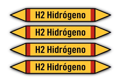 Aufkleber: 300x45 mm, 4 Stück - Grupo 4 - Gases Inflamables - Rohrleitungskennzeichnung - nach DIN 2403 - Sprache: spanisch - H2 Hidrógeno von Havati