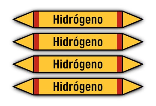 Aufkleber: 300x45 mm, 4 Stück - Grupo 4 - Gases Inflamables - Rohrleitungskennzeichnung - nach DIN 2403 - Sprache: spanisch - Hidrógeno von Havati