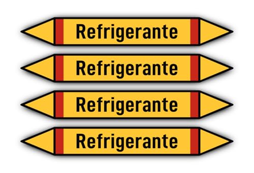 Aufkleber: 300x45 mm, 4 Stück - Grupo 4 - Gases Inflamables - Rohrleitungskennzeichnung - nach DIN 2403 - Sprache: spanisch - Refrigerante von Havati