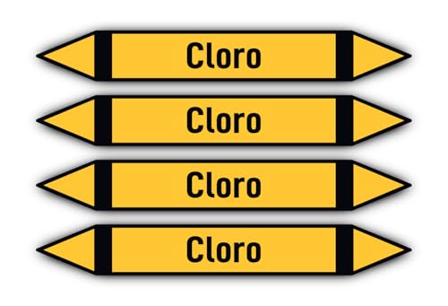 Aufkleber: 300x45 mm, 4 Stück - Grupo 5 - Gases No Inflamables - Rohrleitungskennzeichnung - nach DIN 2403 - Sprache: spanisch - Cloro von Havati