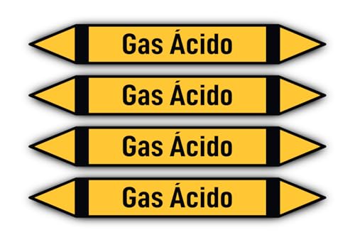 Aufkleber: 300x45 mm, 4 Stück - Grupo 5 - Gases No Inflamables - Rohrleitungskennzeichnung - nach DIN 2403 - Sprache: spanisch - Gas Ácido von Havati