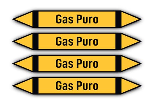 Aufkleber: 300x45 mm, 4 Stück - Grupo 5 - Gases No Inflamables - Rohrleitungskennzeichnung - nach DIN 2403 - Sprache: spanisch - Gas Puro von Havati