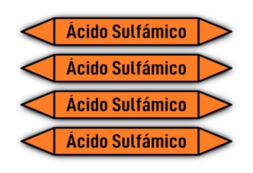 Aufkleber: 300x45 mm, 4 Stück - Grupo 6 - Ácidos - Rohrleitungskennzeichnung - nach DIN 2403 - Sprache: spanisch - Ácido Sulfámico von Havati