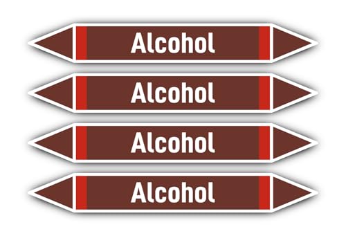 Aufkleber: 300x45 mm, 4 Stück - Grupo 8 - Líquidos Inflamables - Rohrleitungskennzeichnung - nach DIN 2403 - Sprache: spanisch - Alcohol von Havati