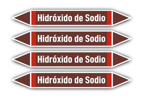 Aufkleber: 300x45 mm, 4 Stück - Grupo 8 - Líquidos Inflamables - Rohrleitungskennzeichnung - nach DIN 2403 - Sprache: spanisch - Hidróxido de Sodio von Havati