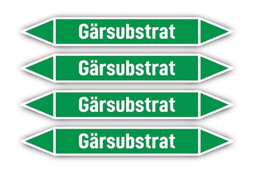 Aufkleber: 300x45 mm, 4 Stück - Gruppe 1 - Wasser - Rohrleitungskennzeichnung - nach DIN 2403 - Sprache: deutsch - Gärsubstrat von Havati