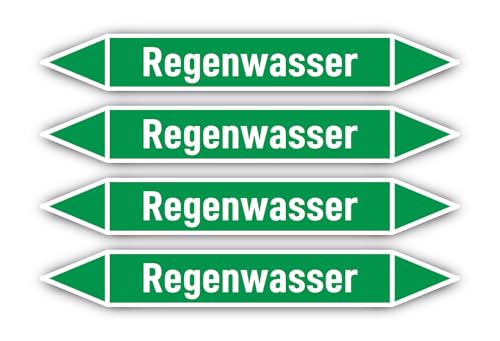 Aufkleber: 300x45 mm, 4 Stück - Gruppe 1 - Wasser - Rohrleitungskennzeichnung - nach DIN 2403 - Sprache: deutsch - Regenwasser von Havati