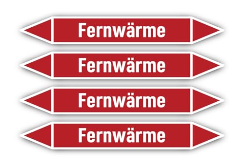 Aufkleber: 300x45 mm, 4 Stück - Gruppe 2 - Dampf - Rohrleitungskennzeichnung - nach DIN 2403 - Sprache: deutsch - Fernwärme von Havati