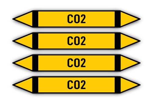 Aufkleber: 300x45 mm, 4 Stück - Gruppe 5 - Nichtbrennbare Gase - Kohlendioxid - Rohrleitungskennzeichnung - nach DIN 2403 - Sprache: deutsch - CO2 von Havati