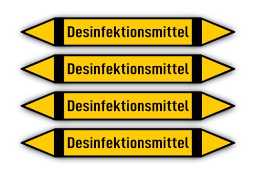 Aufkleber: 300x45 mm, 4 Stück - Gruppe 5 - Nichtbrennbare Gase - Rohrleitungskennzeichnung - nach DIN 2403 - Sprache: deutsch - Desinfektionsmittel von Havati